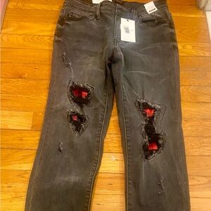 Judy Blues Black Skinny Jeans with Distressed Knee Details size 3/26